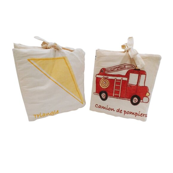 2 French Coco Village Soft Crinkle Educational Soft Fabric Books - Picture 1 of 5